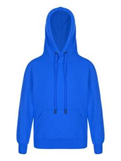 TiaoBug Jungen Kapuzenpullover Hooded Sweatshirt Basic Einfarbig Sport Anzug Oberteile Training Tops Streetwear Royal Blau 134-140 von TiaoBug