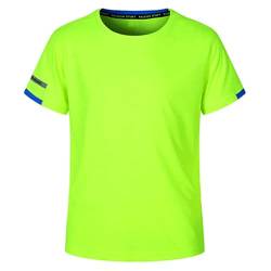 TiaoBug Jungen Sport T-Shirt Atmungsaktive Shirt Kurzarm Rundhals Tank Tops Fußball Trikot Funktionsshirt Fitness Training Oberteil Sportswear Fluorescent Green D 110-116 von TiaoBug