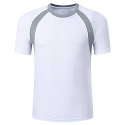 TiaoBug Jungen Sport T-Shirt Atmungsaktive Shirt Kurzarm Rundhals Tank Tops Fußball Trikot Funktionsshirt Fitness Training Oberteil Sportswear Weiß C 134-140 von TiaoBug