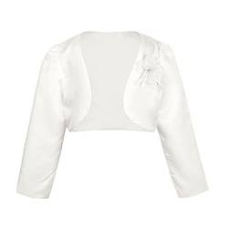 TiaoBug Kinder Mädchen Bolero festlich Satin Strickjacke Bauchfreie Schulterjacke Blumenmädchen Party Hochzeit Ivory 134-140 (Herstellergröße: 160) von TiaoBug