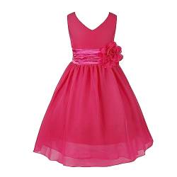 TiaoBug Kinder Mädchen Kleid Festlich Blumen-mädchen Chiffon Kleid Prinzessin Party Kleid Hochzeit Festzug 92-164 Rose 140 von TiaoBug