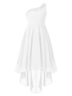 TiaoBug Kleid Kinder Mädchen festliches Kleid Sommer Party Kleid Hochzeit Brautjungfern Festzug 104 116 128 140 152 164 Z Weiß 134-140 von TiaoBug