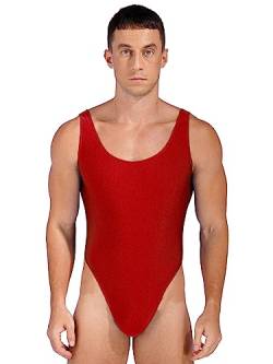 TiaoBug Männer Super Strech Bodysuit Stringbody Rückenfrei Kreuz Design Unterhemd Stringer Tank Top Herren sexy Unterwäsche Slips Dessous in Rosa Schwarz Rot A L von TiaoBug