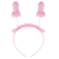 TiaoBug Penis Haarreifen Penis Tiara Scherzartikel Haarband ideal für Junggesellinnenabschied Fasching Party Halloween Kostüm Zubehör Rosa One Size von TiaoBug