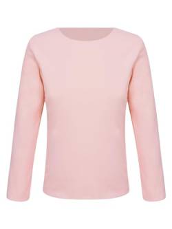 TiaoBug Unisex Kinder Langarmshirt Basic Einfarbig T-Shirt Unterhemd Thermounterwäsche Oberteil Rosa 122-128 von TiaoBug