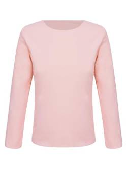 TiaoBug Unisex Kinder Langarmshirt Basic Einfarbig T-Shirt Unterhemd Thermounterwäsche Oberteil Rosa 98-104 von TiaoBug