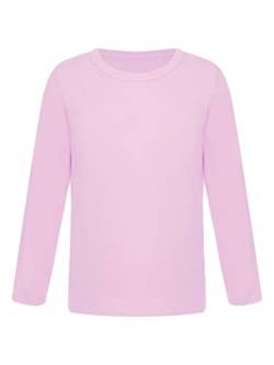 TiaoBug Unisex Kinder Langarmshirt Basic Einfarbig T-Shirt Unterhemd Thermounterwäsche Oberteil Rosa A 122-128 von TiaoBug