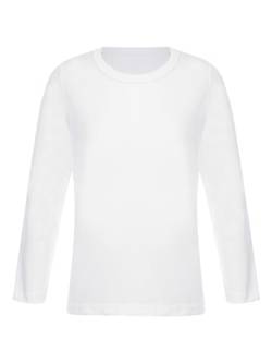 TiaoBug Unisex Kinder Langarmshirt Basic Einfarbig T-Shirt Unterhemd Thermounterwäsche Oberteil Weiß A 122-128 von TiaoBug