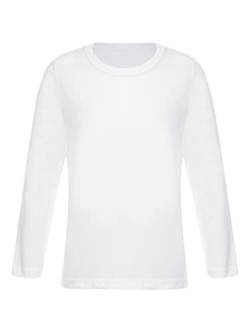 TiaoBug Unisex Kinder Langarmshirt Basic Einfarbig T-Shirt Unterhemd Thermounterwäsche Oberteil Weiß A 86-92 von TiaoBug