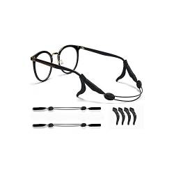 Tiardey 2er-Pack Sonnenbrillenhalterband, Sportbrillenband mit 4 Stück Ohrhaken Anti-Rutsch-Sportbrillenhalterung, verstellbare Universal-Brillenkordel für Damen Herren von Tiardey