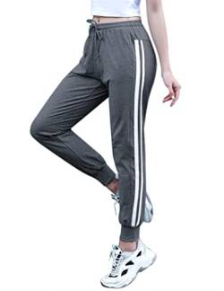 Ticioeke Jogginghose Damen Lang Trainingshose Baumwolle Sporthose Sommer Running Gym Freizeit Hose für Frauen,Dunkelgrau,XL von Ticioeke