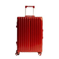 TidTop Reisekoffer Aluminiumrahmen-Koffer, Damen-Trolley, Boarding-Koffer, Licht-Sound-Lenkrad, Passwort, Zollschloss-Koffer Trolley (Color : Red, Size : A) von TidTop