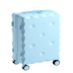 TidTop Reisekoffer Keks-Koffer, Passwortbox for Studenten, 20 Zoll, Bordkoffer, Reise-Trolley, 26 Zoll, Mit Getränkehalter Trolley (Color : Blue, Size : 22) von TidTop
