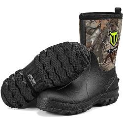 TIDEWE Gummistiefel für Herren, 5,5 mm Neopren, isolierte Regenstiefel mit Stahlschaft, wasserdicht, mittlere Wade, Jagdstiefel, langlebige Gummi-Arbeitsstiefel für Landwirtschaft, Gartenarbeit, von TideWe