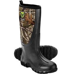 TIDEWE Gummistiefel für Herren, mehrere Jahreszeiten, wasserdichte Regenstiefel mit Stahlschaft, 6 mm Neopren, strapazierfähige Gummi-Outdoor-Jagdstiefel (schwarz, braun & Realtree Edge Camo & Next von TideWe