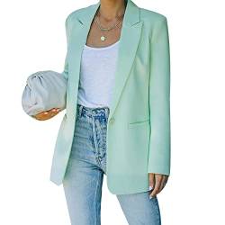 Tidecc Damen-Blazer mit langen Ärmeln, Bonbonfarben, Taschen, Blazer, kurze Jacke, Mantel, Outwear, Büro, lichtgrün, 34-36 von Tidecc