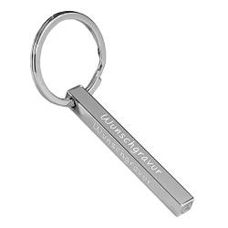 Tidero Cuboid Schlüsselanhänger mit Wunschgravur personalisiert - Gravur Wunschtext aus Edelstahl - Geschenk Weihnachten Männer Frauen - Quader personalisierbar - Silber (2-seitig) von Tidero