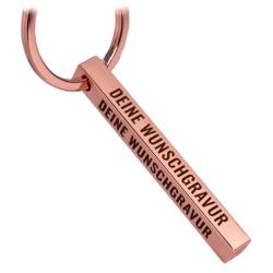 Tidero Cuboid Schlüsselanhänger mit Wunschtext personalisierbar - Geschenk aus Edelstahl - Gravur Wunschgravur Weihnachten Männer Frauen - Quader personalisiert - Rosé-Gold (1-seitig) von Tidero
