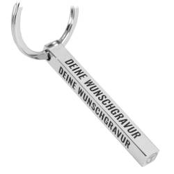 Tidero Cuboid Schlüsselanhänger mit Wunschtext personalisierbar - Geschenk aus Edelstahl - Gravur Wunschgravur Weihnachten Männer Frauen - Quader personalisiert - Silber (glänzend) (4-seitig) von Tidero