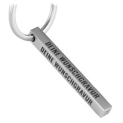 Tidero Cuboid Schlüsselanhänger mit Wunschtext personalisierbar - Weihnachten Geschenk aus Edelstahl - Gravur Wunschgravur Männer Frauen - Quader personalisiert - Silber (matt) (1-seitig) von Tidero