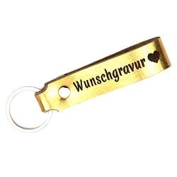 Tidero Schlüsselanhänger Leder mit Wunschgravur, BEIDSEITIG ANPASSBAR individuelle Gravur - personalisiert Schlüsselbund Namen Auto - Geschenk für Männer Frauen Handmade in Germany - Gold von Tidero