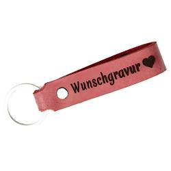 Tidero Schlüsselanhänger Leder mit Wunschgravur, BEIDSEITIG ANPASSBAR individuelle Gravur - personalisiert Schlüsselbund Namen Auto - Geschenk für Männer Frauen Handmade in Germany - Red Washed von Tidero