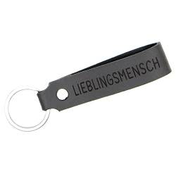 Tidero Schlüsselanhänger Lieblingsmensch - Leder Glücksbringer Anhänger mit Gravur - Geschenk für Frauen Männer Paare Freund Freundin - Handmade in Germany (Grau) von Tidero