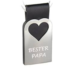 Tidero Schlüsselanhänger Metall mit Herz Bester Papa – Glücksbringer Anhänger Gravur - Vatertagsgeschenk, Geschenk für Papa, Vatertag, Geburtstag (PU-Leder (glatt)) von Tidero