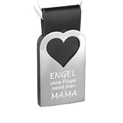Tidero Schlüsselanhänger Metall mit Herz Engel ohne Flügel nennt man Mama – Glücksbringer Anhänger Gravur - Geschenk Mutter Muttertag Weihnachten (PU-Leder (glatt)) von Tidero