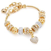Tidy Charm-Armband Kristall-Herz-Charm-Armband, Bettelarmband Anhänger in Gold und Silber, Geburtstag Muttertag Valentinstag von Tidy