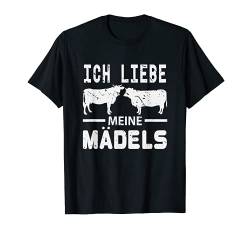 Ich liebe meine Mädels Damen Geschenk Kuh T-Shirt von Tier Bauern Kuh Landwirtschaft