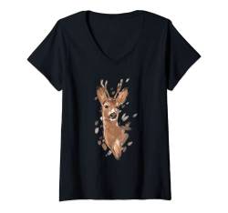 Damen Jäger Shirt Damen Rehbock Geschenk Jagd Motiv Jäger Geschenk T-Shirt mit V-Ausschnitt von Tier Shirts & Tierliebhaber Bekleidung