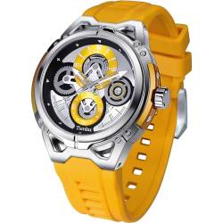 Tierdax Armbanduhr für Herren, wasserdicht, leuchtend, analog, Quarzuhr mit Datumsanzeige, Silikonarmband, gelb von Tierdax