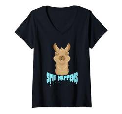 Alpaka Lustiger Spruch mit Lama Spucke Kamel Lieblingstier T-Shirt mit V-Ausschnitt von Tierfreunde Lustige Tiere Shop
