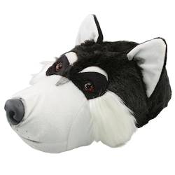 Tierhausschuhe Unisex Hausschuhe Husky, Schwarz, 43/44, TH-Wolf von Tierhausschuhe