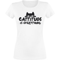 Tierisch T-Shirt - Cattitude Is Everything - S bis 3XL - für Damen - Größe XL - weiß von Tierisch