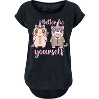 Tierisch T-Shirt - Einhorn - Katze - Better Be Yourself - S bis L - für Damen - Größe M - schwarz von Tierisch