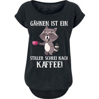 Tierisch T-Shirt - Gähnen ist ein stiller Schrei nach Kaffee! - XS bis 5XL - für Damen - Größe L - schwarz von Tierisch