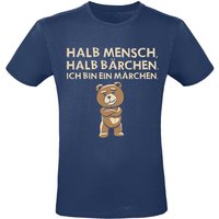 Tierisch T-Shirt - Halb Mensch, halb Bärchen. Ich bin ein Märchen. - M bis 3XL - für Männer - Größe XL - navy von Tierisch