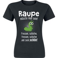 Tierisch T-Shirt - Raupe müsste man sein! - L bis 3XL - für Damen - Größe 3XL - schwarz von Tierisch