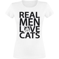 Tierisch T-Shirt - Real Men Love Cats - S bis XXL - für Damen - Größe M - weiß von Tierisch