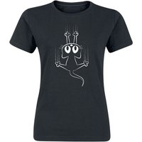 Tierisch T-Shirt - Slipping Cat - M bis XXL - für Damen - Größe M - schwarz von Tierisch