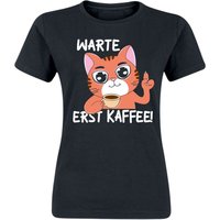 Tierisch T-Shirt - Warte - Erst Kaffee! - S bis XXL - für Damen - Größe S - schwarz von Tierisch