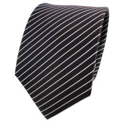 Designer Krawatte schwarz weiß silber gestreift - Schlips Binder Tie von TigerTie