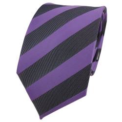 Designer Krawatte violett lila anthrazit schwarz gestreift - Schlips Binder Tie von TigerTie