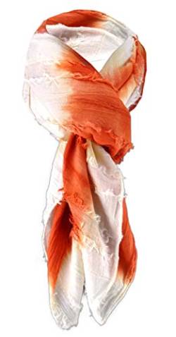 Halstuch in orange weiss gestreift - Schal 100% Baumwolle - Tuch Gr. 100 x 100 cm von TigerTie