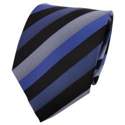 Schicke Krawatte blau verkehrsblau graublau royal schwarz gestreift - Tie Binder von TigerTie