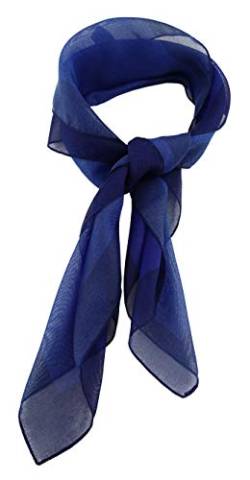 TigerTie Damen Chiffon Nickituch in royal dunkelblau mit Bordüre - Größe 58 cm x 58 cm von TigerTie