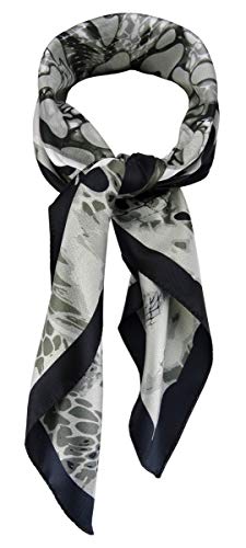 TigerTie Damen Nickituch Halstuch in grau silber schwarz olivstich gemustert - Größe 60 x 60 cm von TigerTie