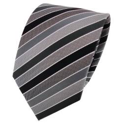 TigerTie Designer Krawatte in anthrazit schwarz grau silber gestreift von TigerTie